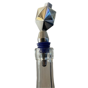 Dreidel Wine Cork Liquor Bottle Stopper‎ - Silver Metal & Blue Silicone Jewish